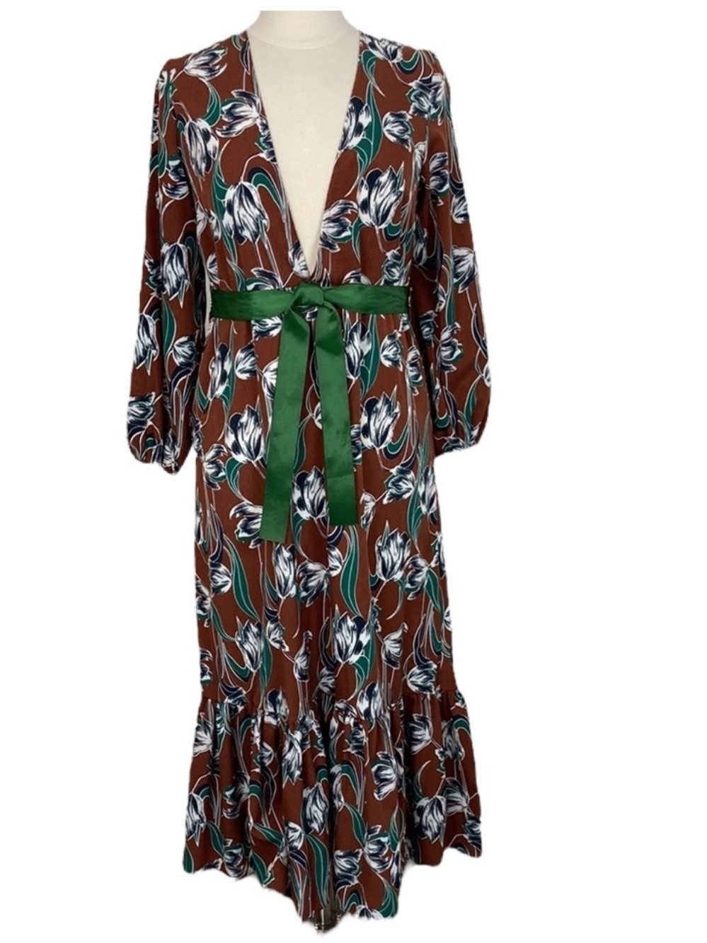 Floral Brown and Green Nasty Gal Collection Women's Dress Size 4